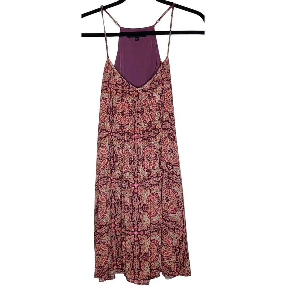Sanctuary S Purple Pink Orange Paisley Strappy‎ Sleeveless Short Dress V-Neck